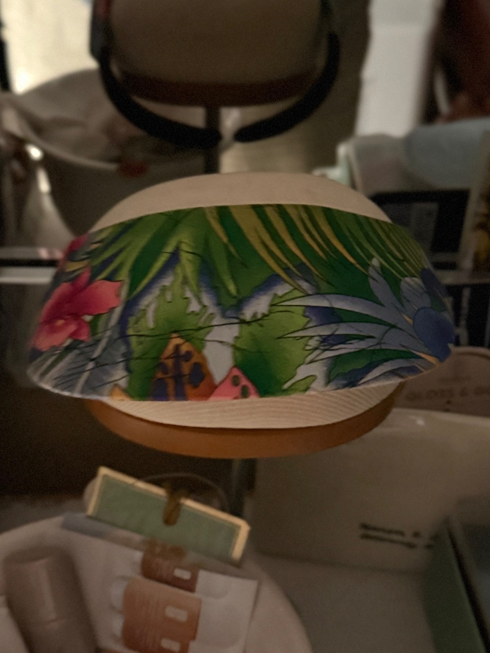 Tropical Print Blue & Green Visor - No Headache, The Ultimate Survivor NWOT - Picture 4 of 5